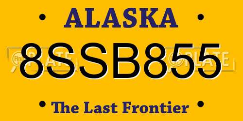 8SSB855 Alaska License Plate