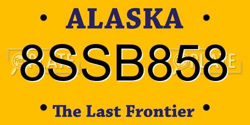 8SSB858 Alaska License Plate