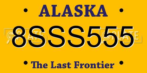 8SSS555 Alaska License Plate