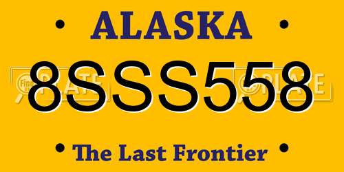 8SSS558 Alaska License Plate