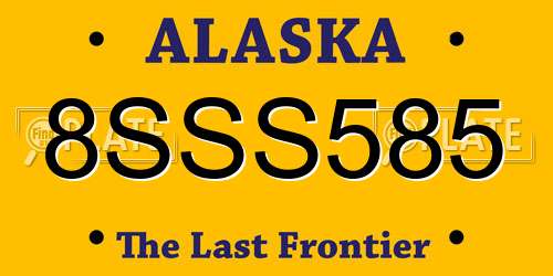 8SSS585 Alaska License Plate