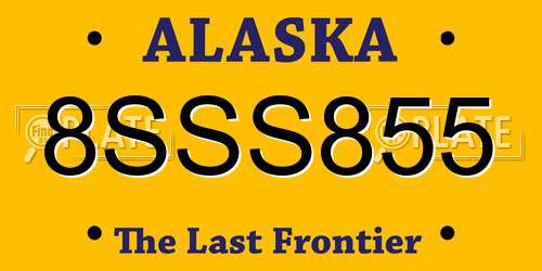 8SSS855 Alaska License Plate