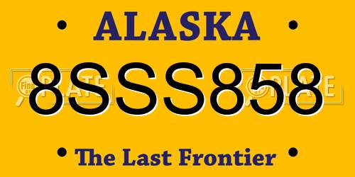 8SSS858 Alaska License Plate