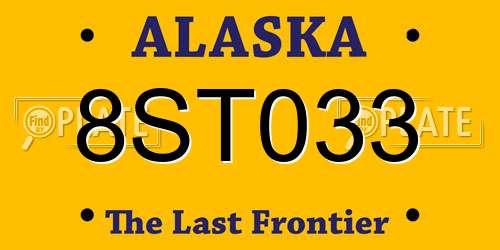 8ST033 Alaska License Plate