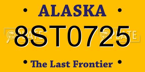 8ST0725 Alaska License Plate