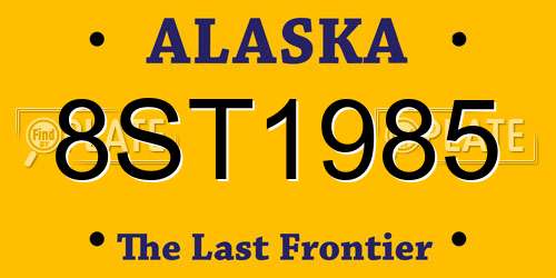 8ST1985 Alaska License Plate