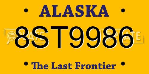 8ST9986 Alaska License Plate
