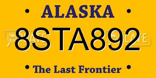 8STA892 Alaska License Plate