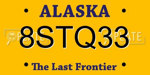 8STQ33 Alaska License Plate