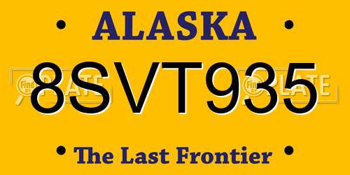8SVT935 Alaska License Plate