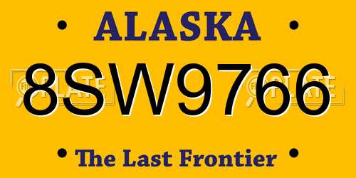8SW9766 Alaska License Plate