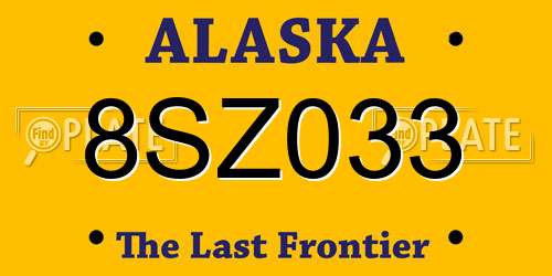 8SZ033 Alaska License Plate