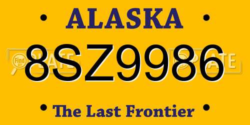 8SZ9986 Alaska License Plate