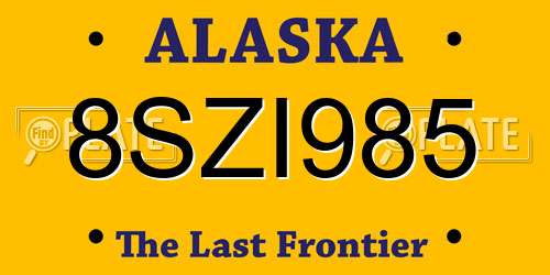 8SZI985 Alaska License Plate