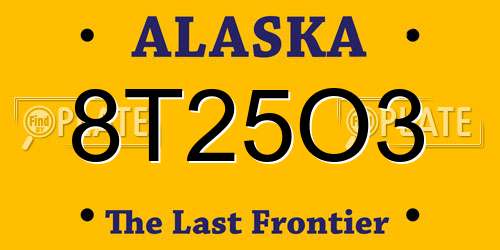 8T25O3 Alaska License Plate
