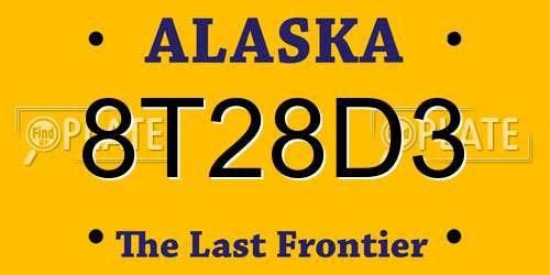 8T28D3 Alaska License Plate