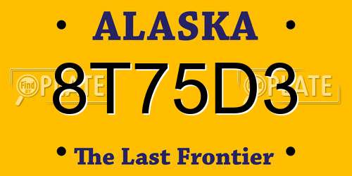 8T75D3 Alaska License Plate