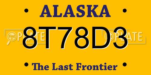 8T78D3 Alaska License Plate