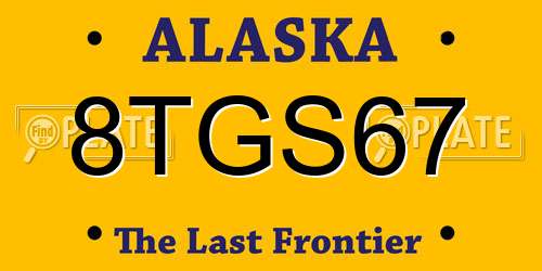 8TGS67 Alaska License Plate