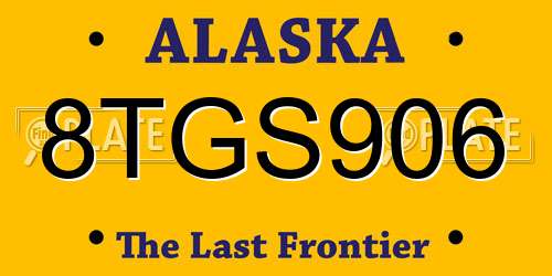 8TGS906 Alaska License Plate