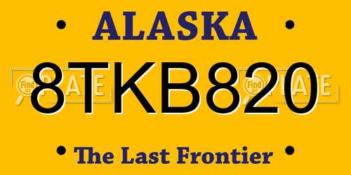 8TKB820 Alaska License Plate