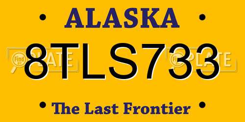 8TLS733 Alaska License Plate