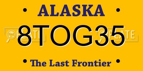 8TOG35 Alaska License Plate