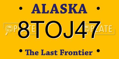 8TOJ47 Alaska License Plate