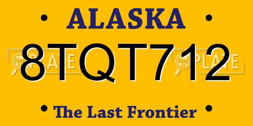 8TQT712 Alaska License Plate