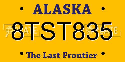 8TST835 Alaska License Plate