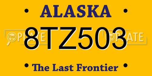 8TZ503 Alaska License Plate