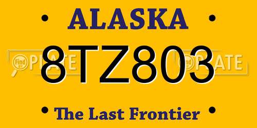 8TZ803 Alaska License Plate
