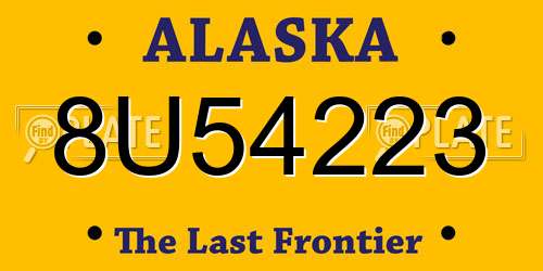 8U54223 Alaska License Plate