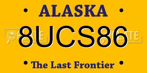 8UCS86 Alaska License Plate