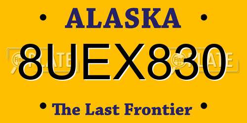 8UEX830 Alaska License Plate
