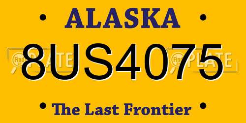 8US4075 Alaska License Plate