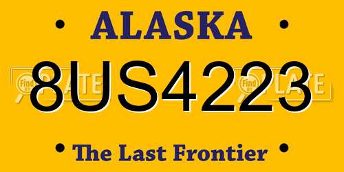 8US4223 Alaska License Plate