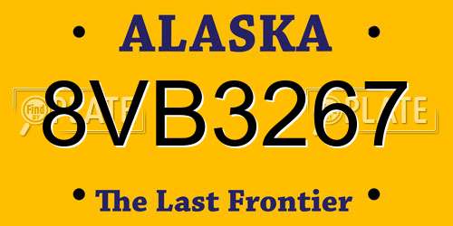 8VB3267 Alaska License Plate