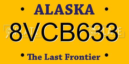 8VCB633 Alaska License Plate