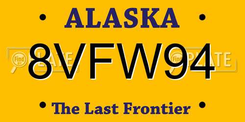8VFW94 Alaska License Plate