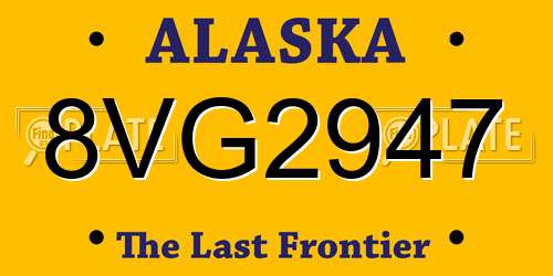 8VG2947 Alaska License Plate