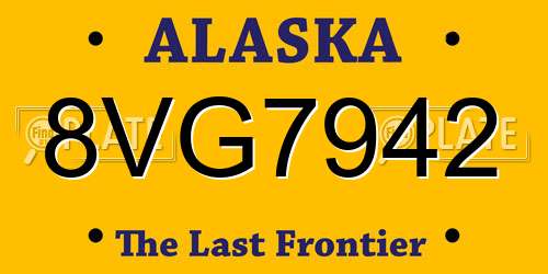 8VG7942 Alaska License Plate