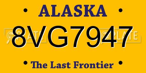 8VG7947 Alaska License Plate