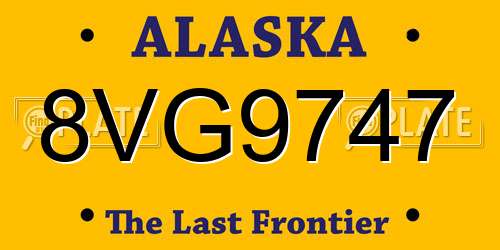 8VG9747 Alaska License Plate