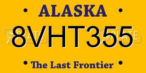 8VHT355 Alaska License Plate