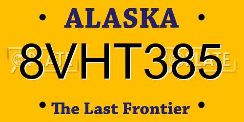 8VHT385 Alaska License Plate