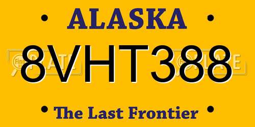8VHT388 Alaska License Plate