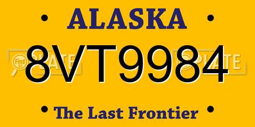 8VT9984 Alaska License Plate
