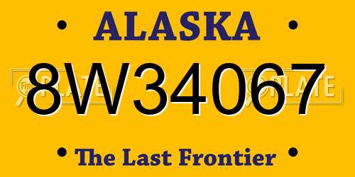 8W34067 Alaska License Plate