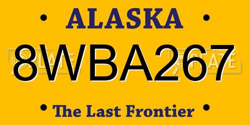 8WBA267 Alaska License Plate